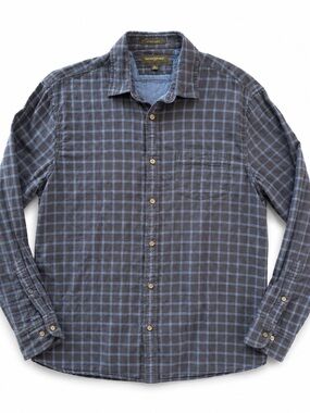 Banana Republic Untucked Slim Fit Blue Plaid Button Up Shirt Men’s XL Cotton